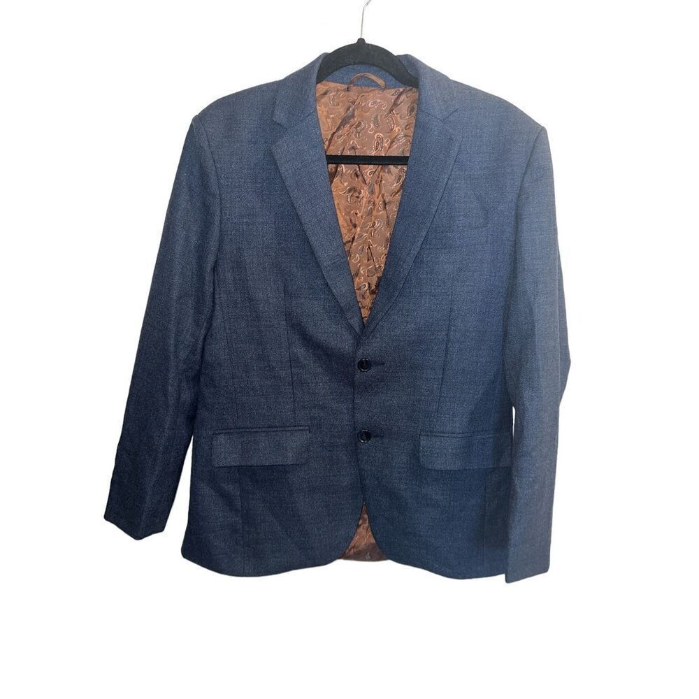 K Kimmy Custom Tailor Navy & Brown Paisley Blazer - image 2